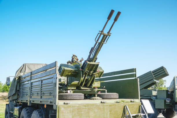 istock Double-barreled anti-aircraft gun 1041096138