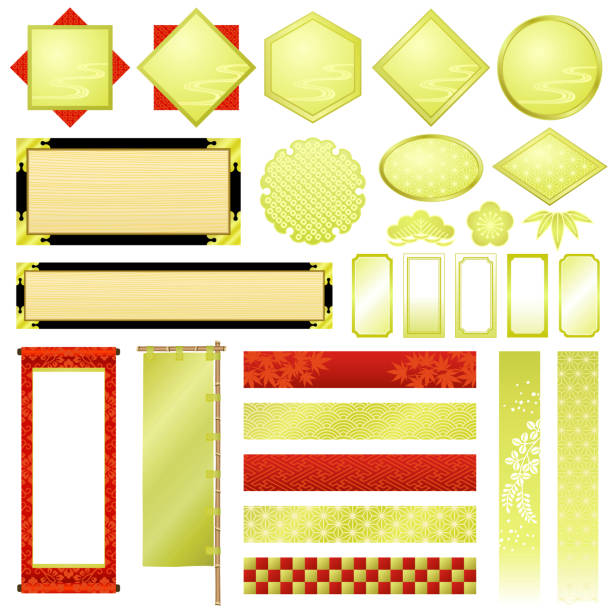 japanische ornamente. - golden bamboo stock-grafiken, -clipart, -cartoons und -symbole