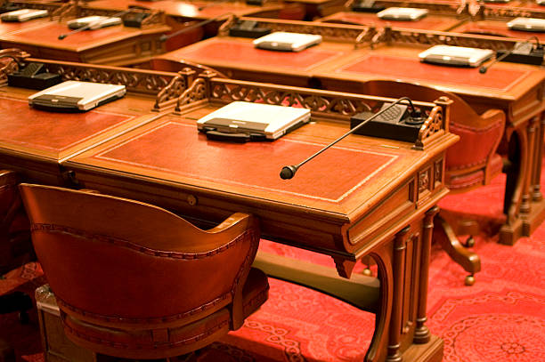California State Senate Chamber Desks stock photo