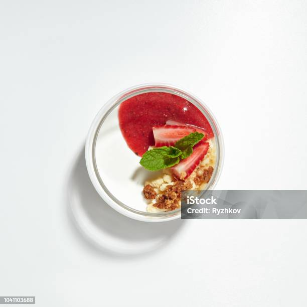 Macro Photo Of Panacota With Homemade Yogurt And Berries Coolie Stock Photo - Download Image Now