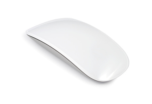 White computer mouse isolated with clipping path over white background