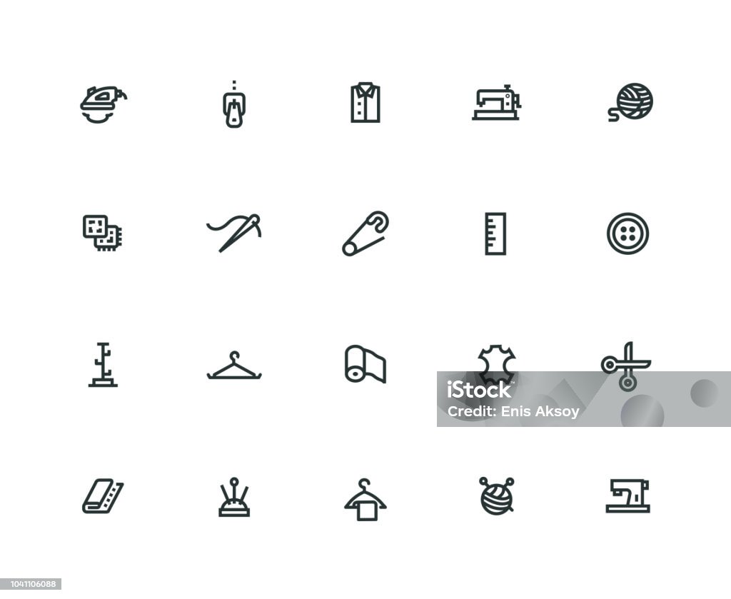 Sewing Icon Set - Thick Line Series Icon Symbol stock vector