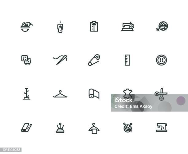Sewing Icon Set Thick Line Series Stock Illustration - Download Image Now - Icon Symbol, Zipper, Thread - Sewing Item
