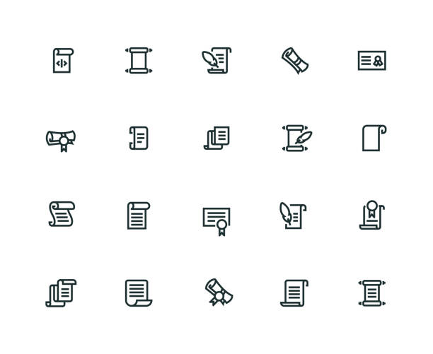 Scrolls and Papers Icon Set - Thick Line Series Scrolls and Papers Icon Set - Thick Line Series torah stock illustrations
