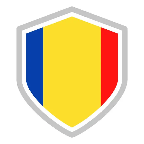 Vector illustration of Romania - Shield Flag Vector Flat Icon