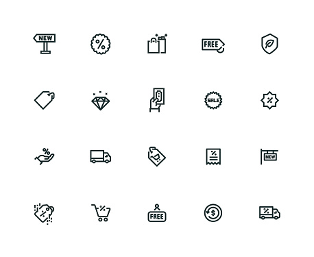 Shopping Icon Set - Thick Line Series