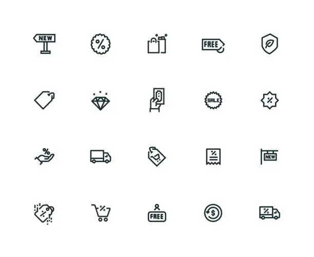 Vector illustration of Shopping Icon Set - Thick Line Series