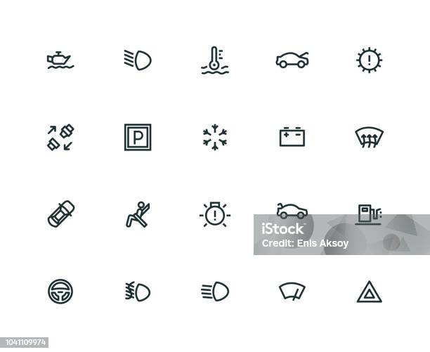 Car Dashboard Icon Set Thick Line Series Stock Illustration - Download Image Now - Icon Symbol, Car, Car Trunk