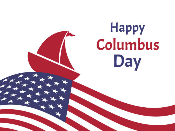 Happy Columbus Day greeting card template banner background Happy Columbus Day greeting card template banner background columbus ohio sign stock illustrations