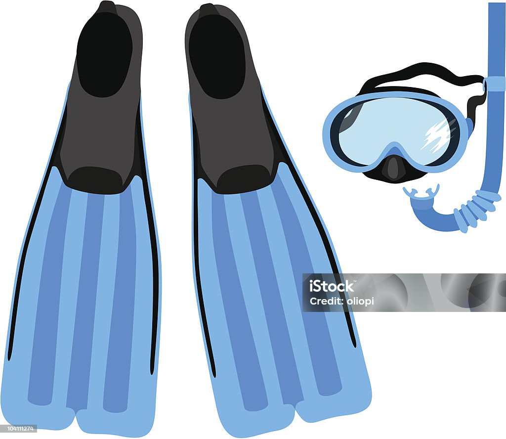 Equipo de buceo con esnórquel - arte vectorial de Aleta - Equipo de buceo libre de derechos