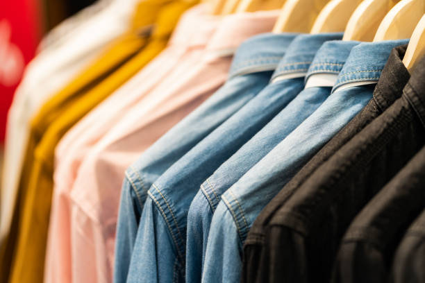 istock Clothes rail in department store 1041113836