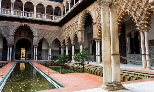Court of the Lions in Nasrid Palaces of the Alhambra, Granada, Spain