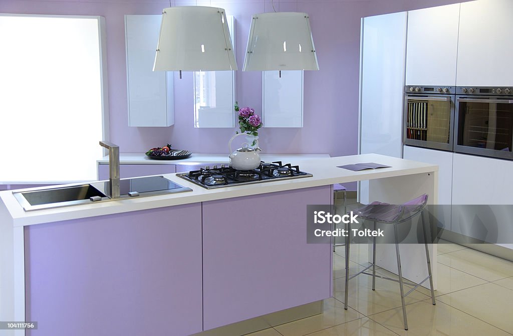Modern pink kitchen Modern pink kitchen. Indoor design. Kitchen Stock Photo
