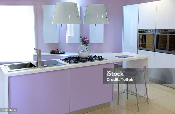 Modern Pink Kitchen Stock Photo - Download Image Now - Kitchen, Purple, Stove