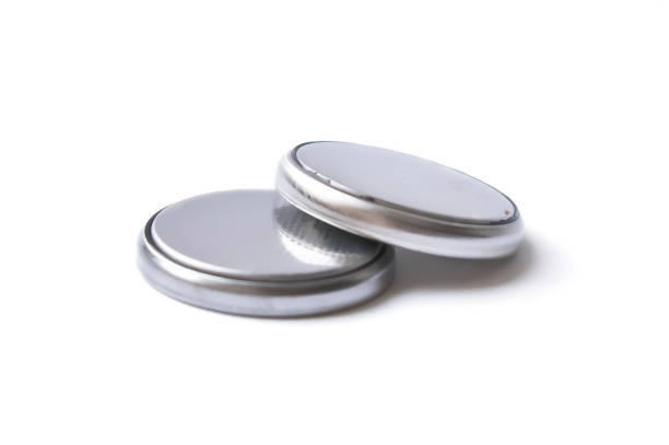 istock Small flat lithium batteries isolated on a white background 1041118166