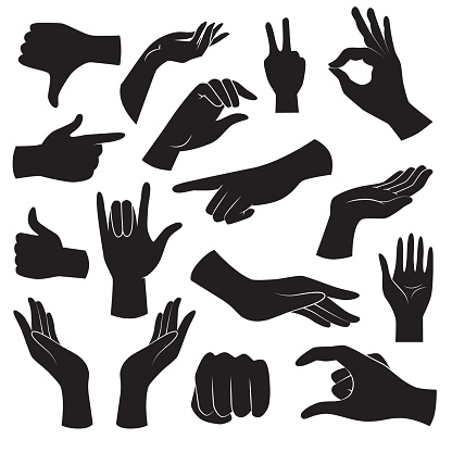 Vector icons: human hand gestures.