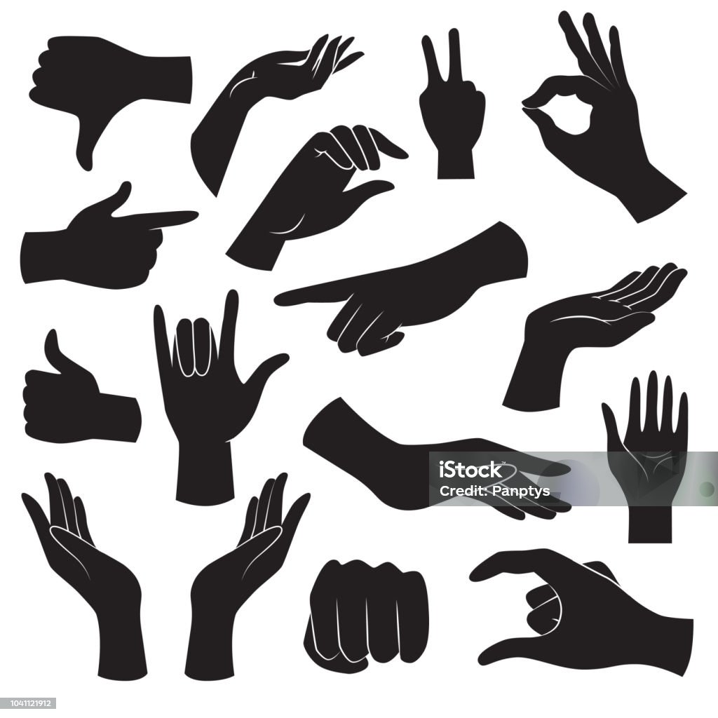 Hand gesture icon collection. Vector art. Vector icons: human hand gestures. Hand stock vector