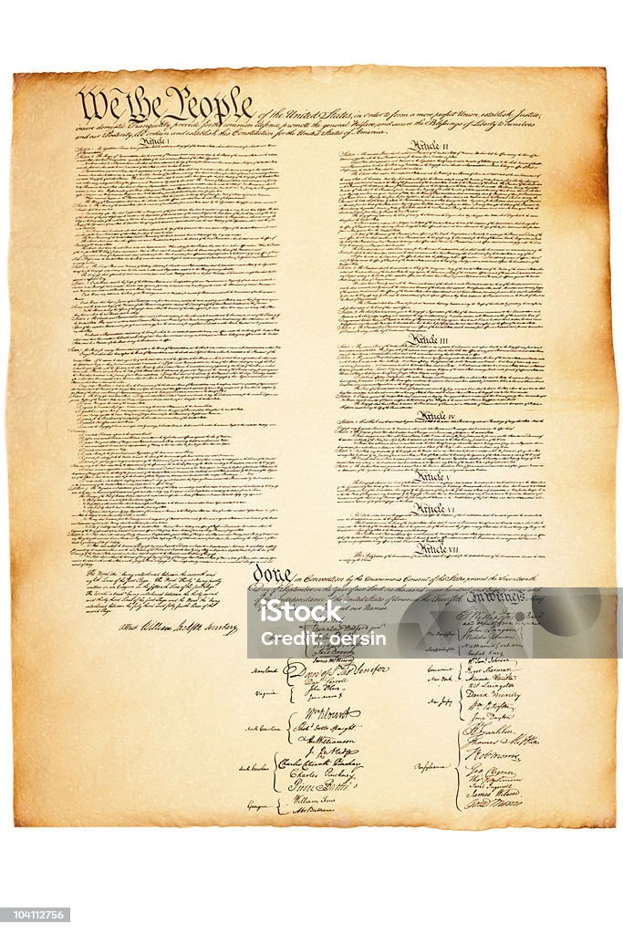 La constitución de los Estados Unidos en papel pergamino - Foto de stock de EE.UU. libre de derechos