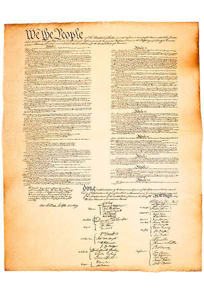 US Constitution on Parchment paper stock photo