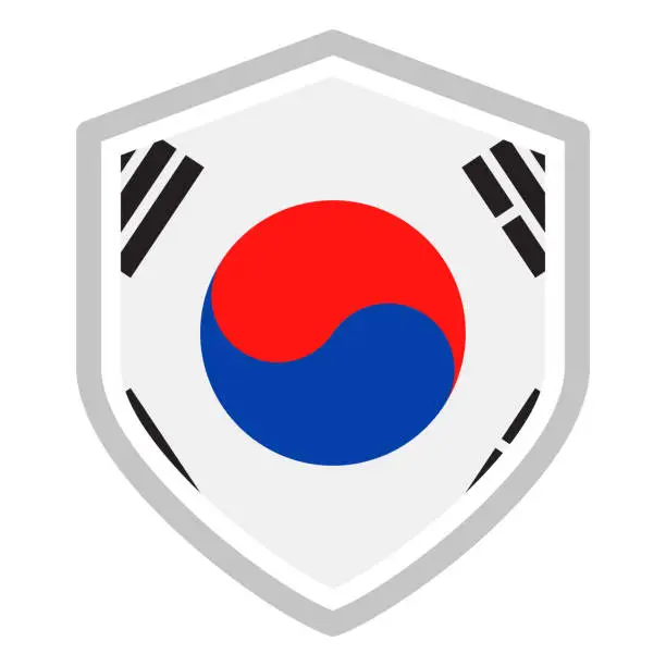 Vector illustration of South Korea - Shield Flag Vector Flat Icon