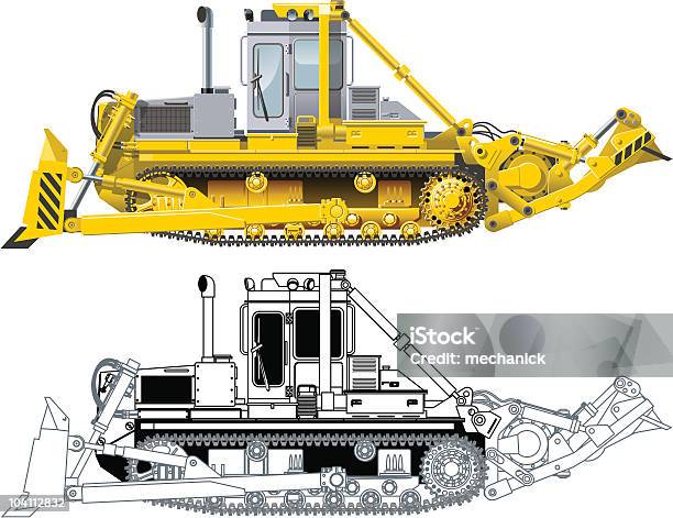 Bulldozer Stock Vektor Art und mehr Bilder von Bergbau - Bergbau, Maschinenteil - Ausrüstung und Geräte, Seitenansicht