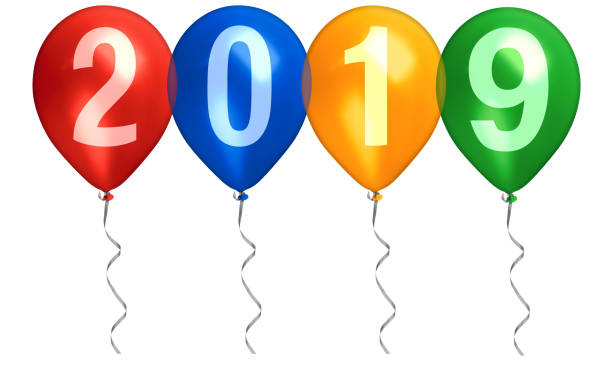 istock New Years 2019 Multi Colored Helium Balloons on White 1041130052
