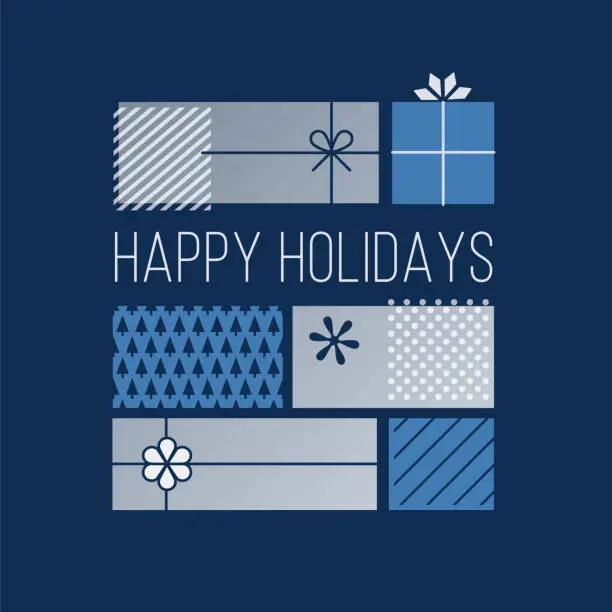 Vector illustration of Happy Holidays Greeting Cards.