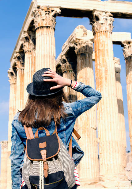 istock Young female traveler in back. 1041140000