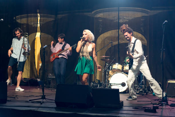 istock Rock group playing on the concert 1041140280