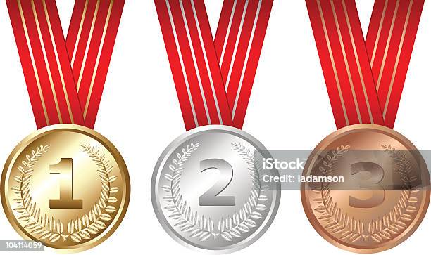 Trois Médailles Vecteurs libres de droits et plus d'images vectorielles de Acier - Acier, Argent, Aspiration