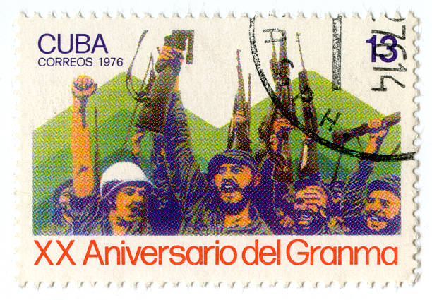 늙음 쿠바 우표 - castro 뉴스 사진 이미지