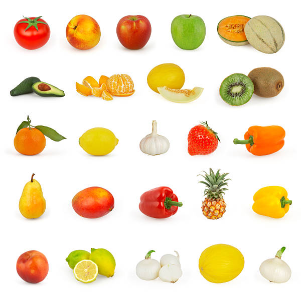 фрукты и овощи, изолированные на белом фоне - 4684 стоковые фото и изображения