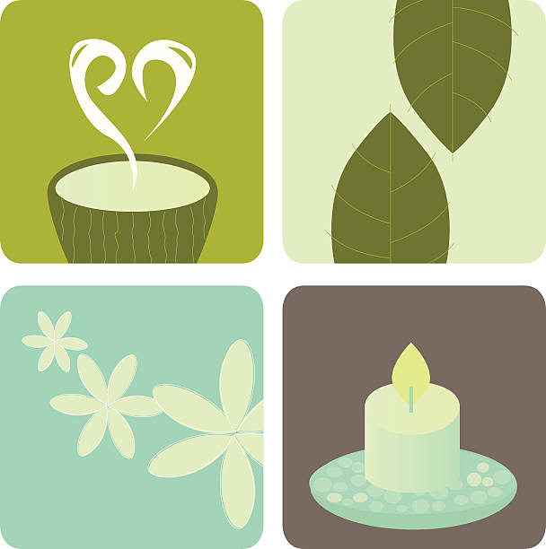 illustrazioni stock, clip art, cartoni animati e icone di tendenza di pack di icona di benessere e relax - tea cup tea green tea chinese tea