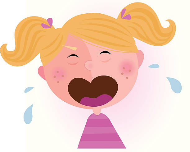 Crying baby girl vector art illustration
