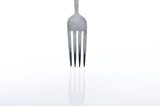 Stainless Steel Fork with Reflection stock photo