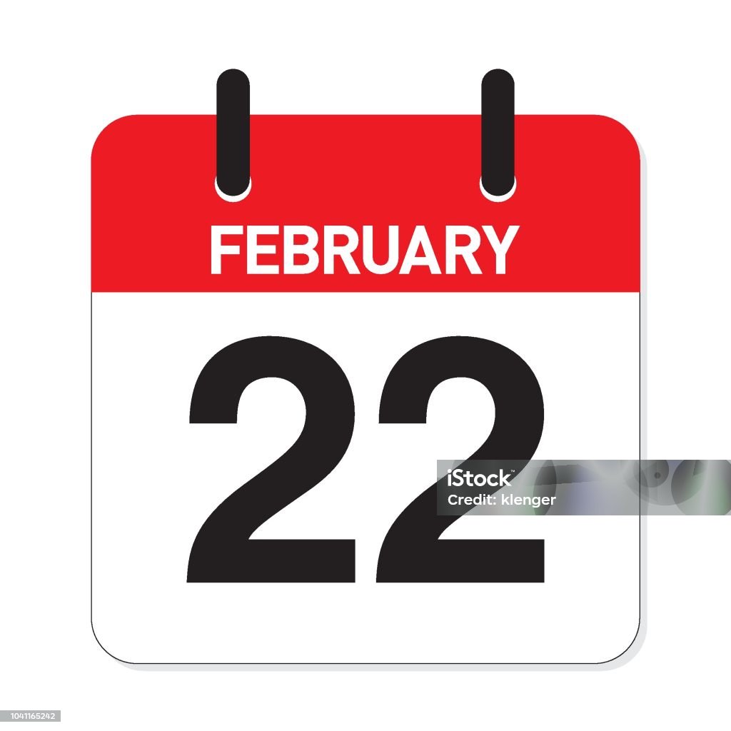 Calendar February 22 Adhesive Note stock vector