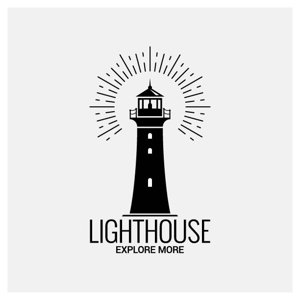 latarnia morska nawigacja logo vintage na białym tle - lighthouse vacation stock illustrations