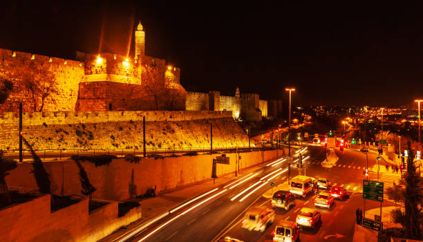istock Ancient Citadel inside Old City at Night, Jerusalem 1041167686