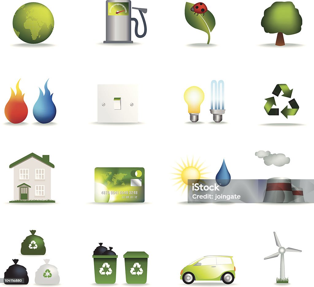 Eco icônes réalistes - clipart vectoriel de Protection de l'environnement libre de droits