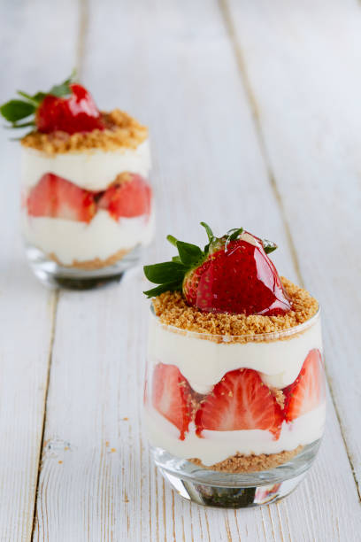 Sweet cheesecake with strawberries