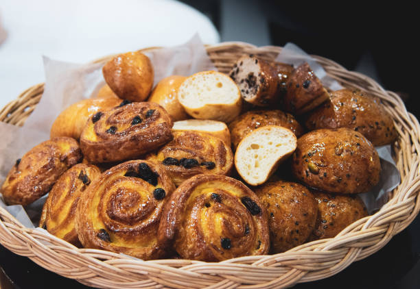 istock French croissants on wicker basket, bakery background 1041175280
