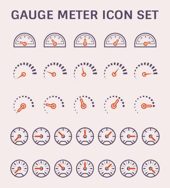 미터 아이콘 게이지 - fuel gauge fossil fuel fuel and power generation gauge stock illustrations