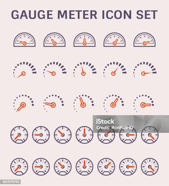 Gauge Meter Icon Stock Illustration - Download Image Now - Icon Symbol, Fuel Gauge, Gauge