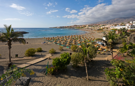 Gran Canaria, Spain - Feb 21, 2023: Seafront of Puerto de Mogan, Gran Canaria, Canary Islands, Spain. It is a most popular place with shopping facilities, restaurants and pubs.