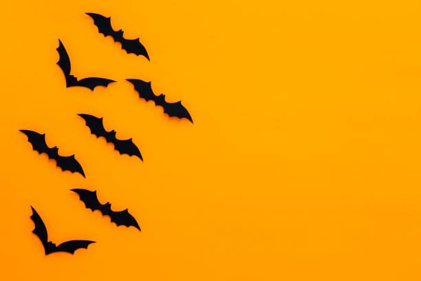 istock Bats with an orange background. Halloween concept. 1041182562