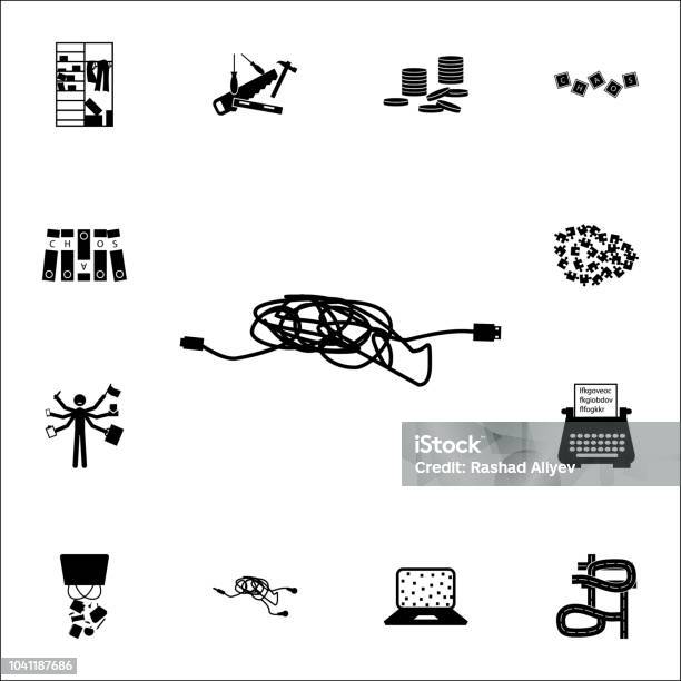 Tangled Cable Icon Chaos Icons Universal Set For Web And Mobile Stock Illustration - Download Image Now