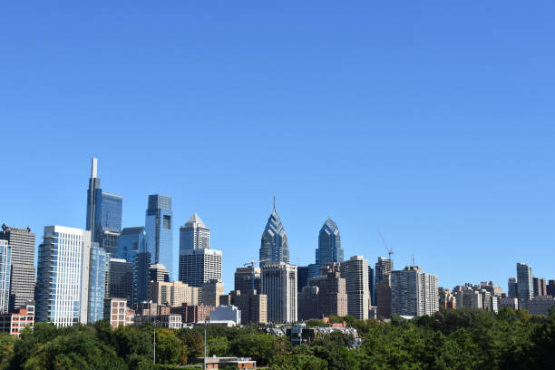 istock Philadelphia skyline on a clear sunny day 1041190432