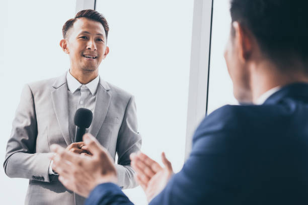 istock Businessman is explaining works to officers while training together at the office. 1041191624