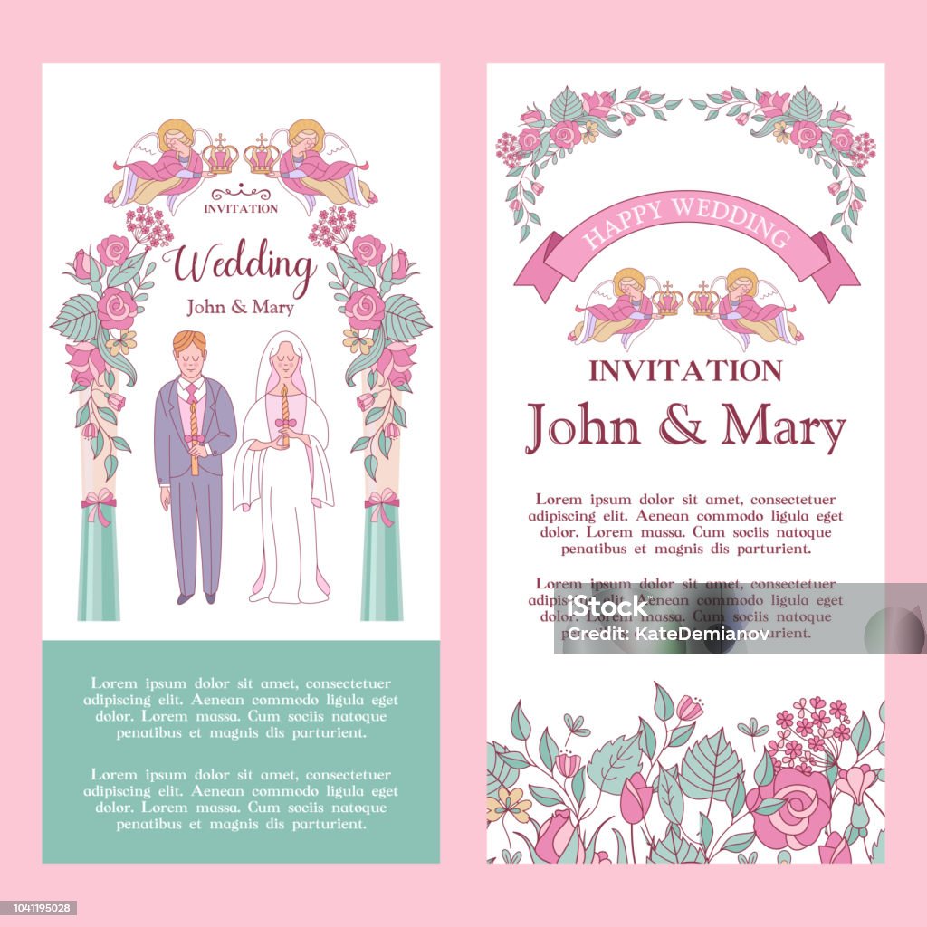 Thiệp Cưới Thiệp Cưới Đám Cưới Hạnh Phúc Hình Minh Họa Vector Lễ ...