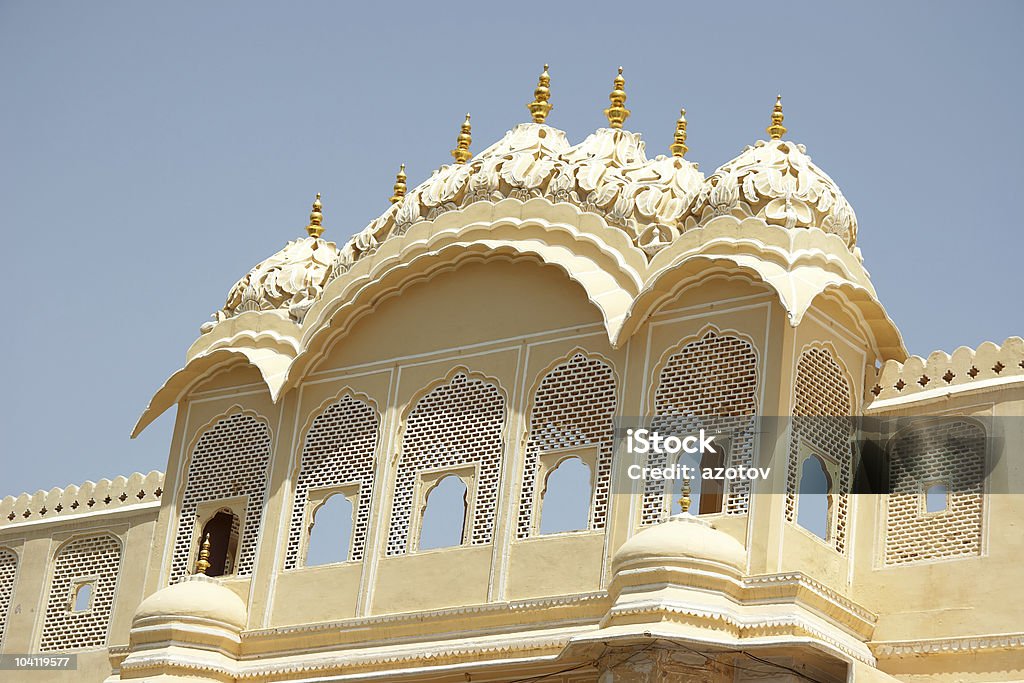 Lattice windows in Palace of Winds, Jaipur, India  Balcony Stock Photo